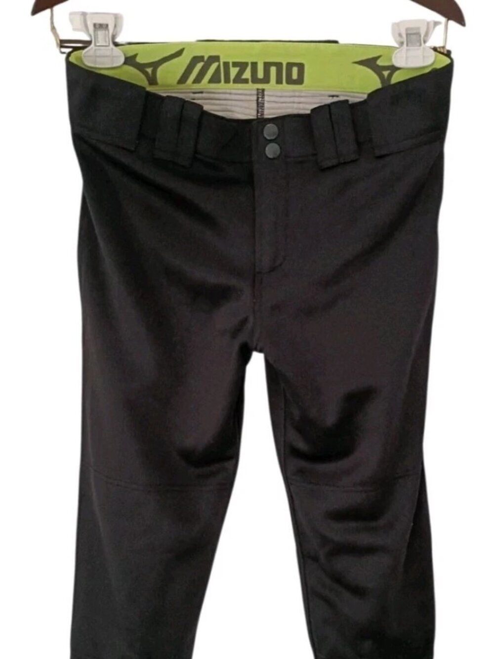 Mizuno Performance Softball Pants Womens M Black ElasticCuff Snap Waist FLAWS